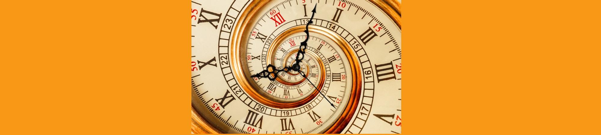 Spiral of time using old clock face