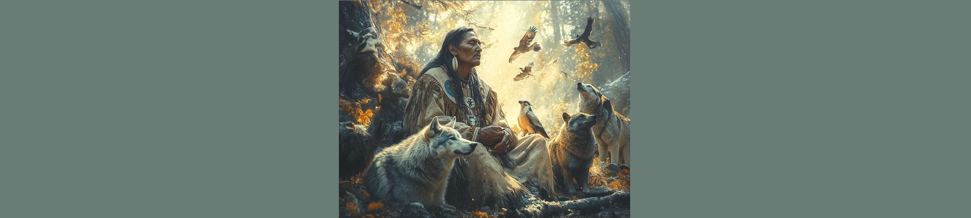 Native American praying with animals